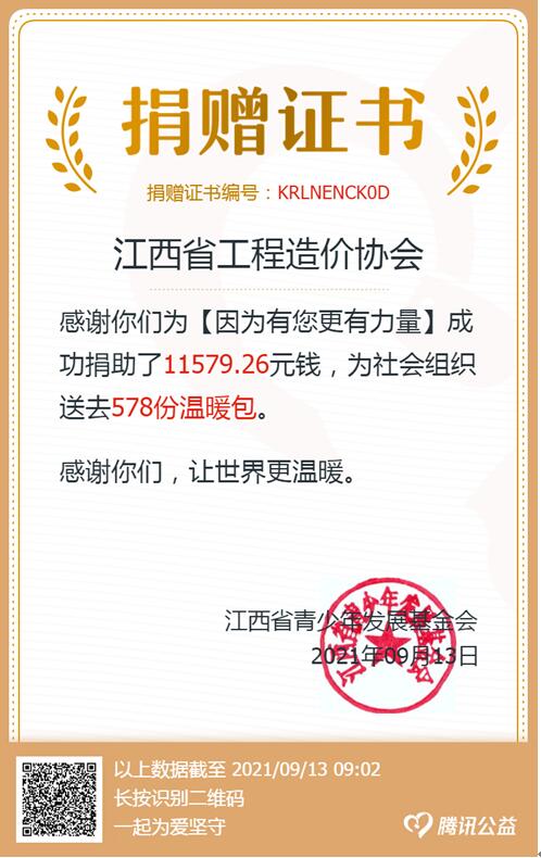 江西省工程造价协会组织会员参与“99公益日一起捐”活动